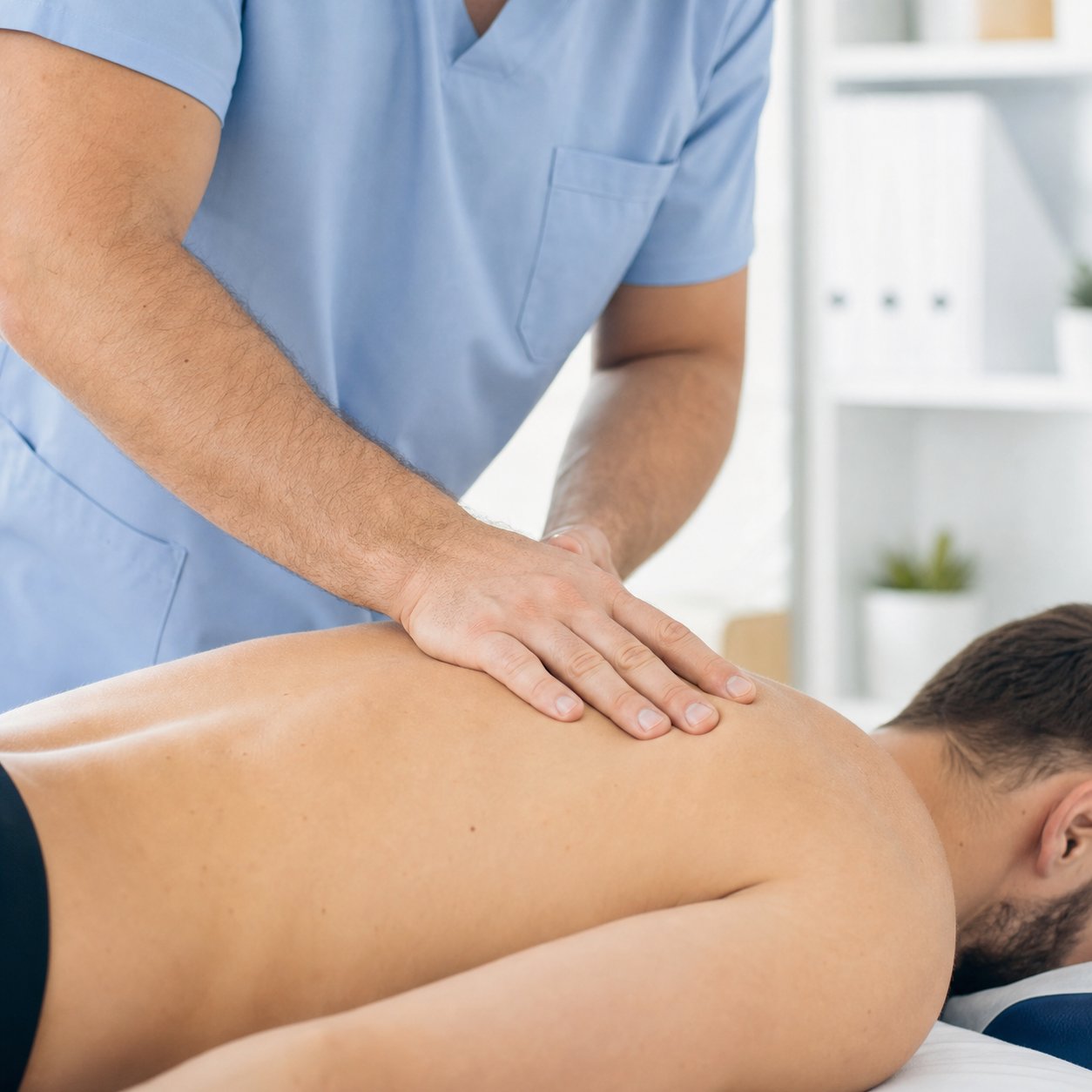 Manual therapy treatment on a patient's back